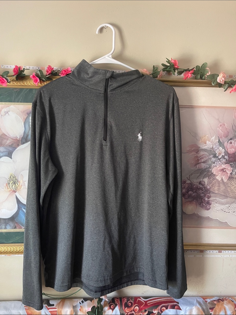 Polo by Ralph Lauren Men's Gray Long Sleeve Quarter-Zip Shirt